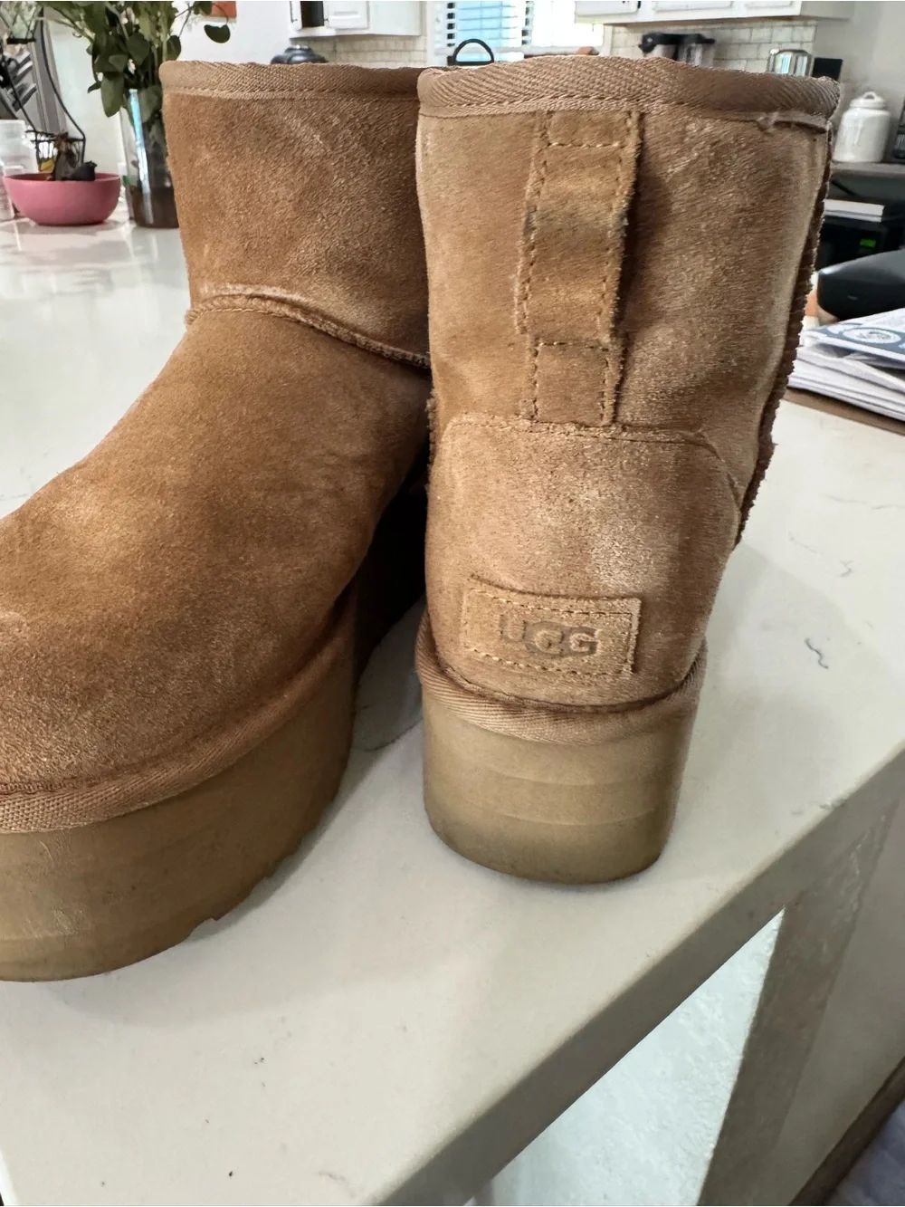 UGG Chestnut Suede Platform Short Boot